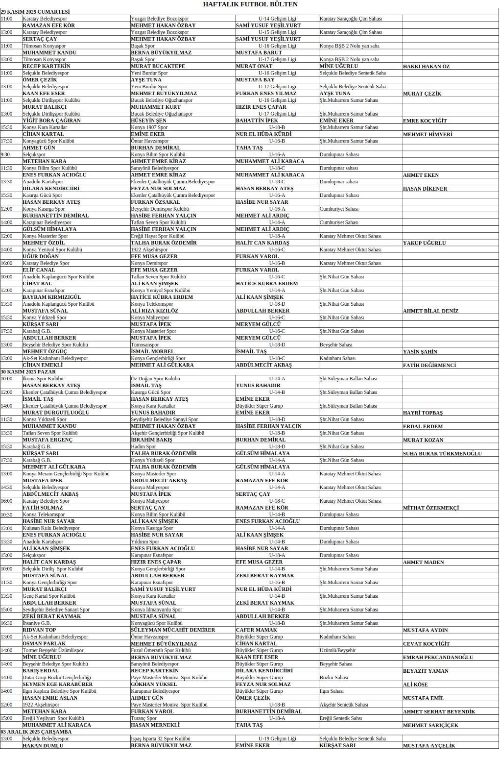 29.11.2025-30.11.2025 ATAMALAR